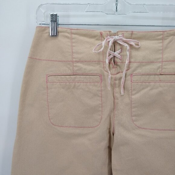 FREE PEOPLE Wide Leg Lace Up Cropped Khaki 0 - Picture 5 of 6